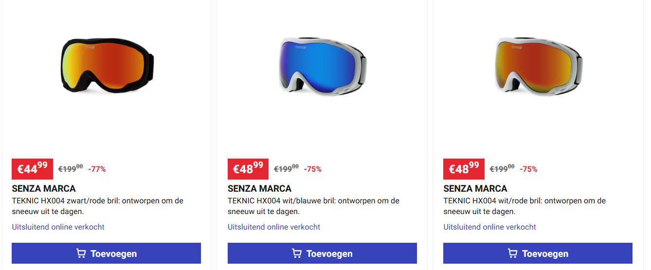Skibrillen tot 77% korting