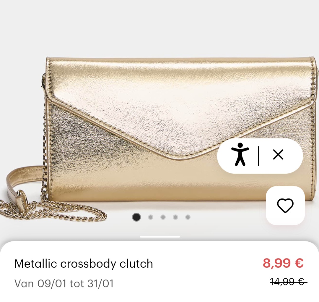 Crossbody clutch met metallic effect, lange ketting en klepsluiting. -40% op pullandbear.com