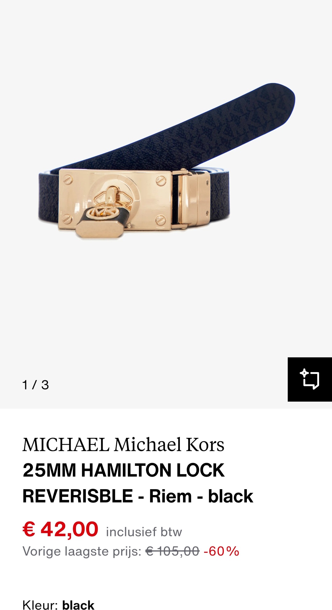 MICHAEL Michael Kors 25MM HAMILTON LOCK REVERISBLE - Riem - black -60% op zalando.be