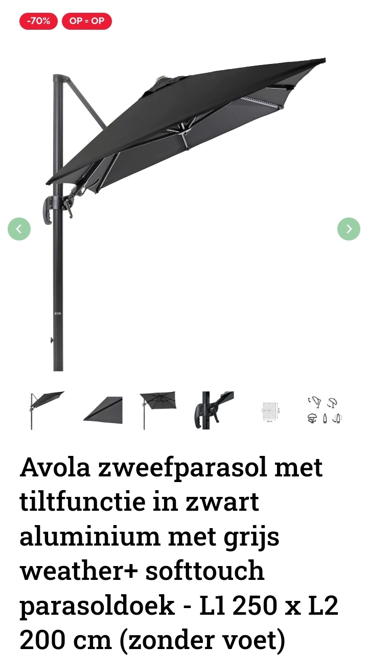 Avola zweefparasol -70%