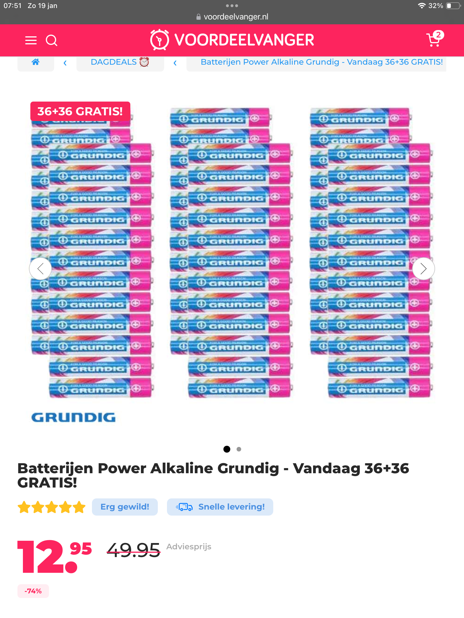Batterijen 36+36 GRATIS