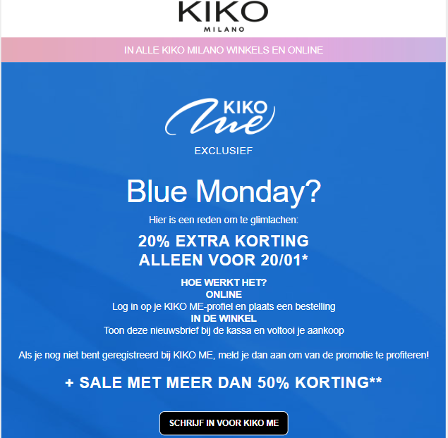 -20% bij Kiko Milano 👄