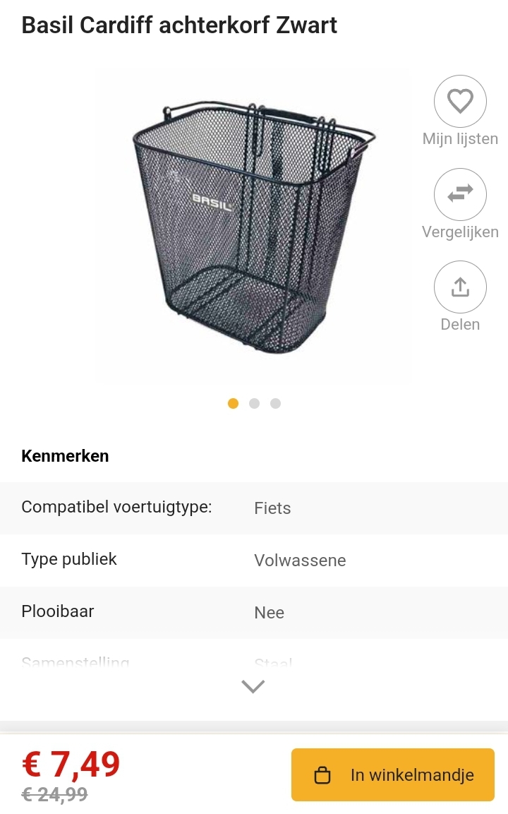 Basil Cardiff achterkorf Zwart -70%