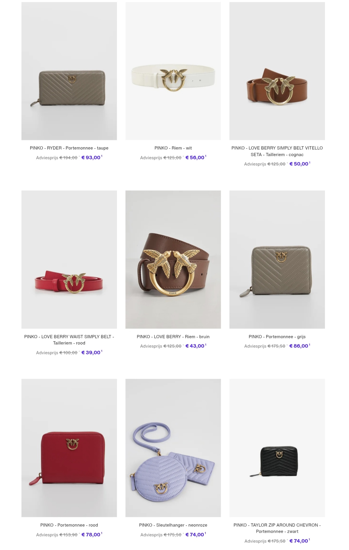 Pinko!!!! Handtassen, riemen en kleding!