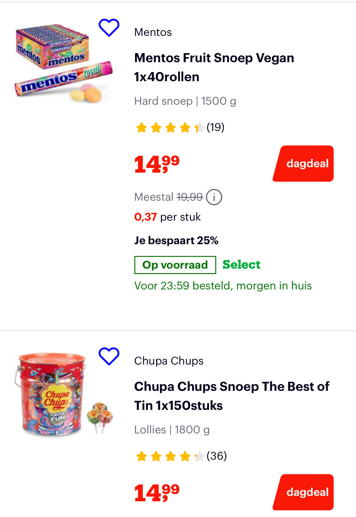 Dagdeal snoepgoed