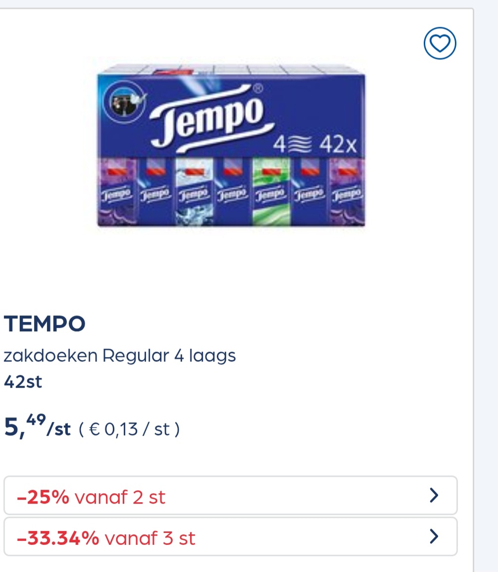 Collect&go TEMPO zakdoeken Regular 4 laags 42st