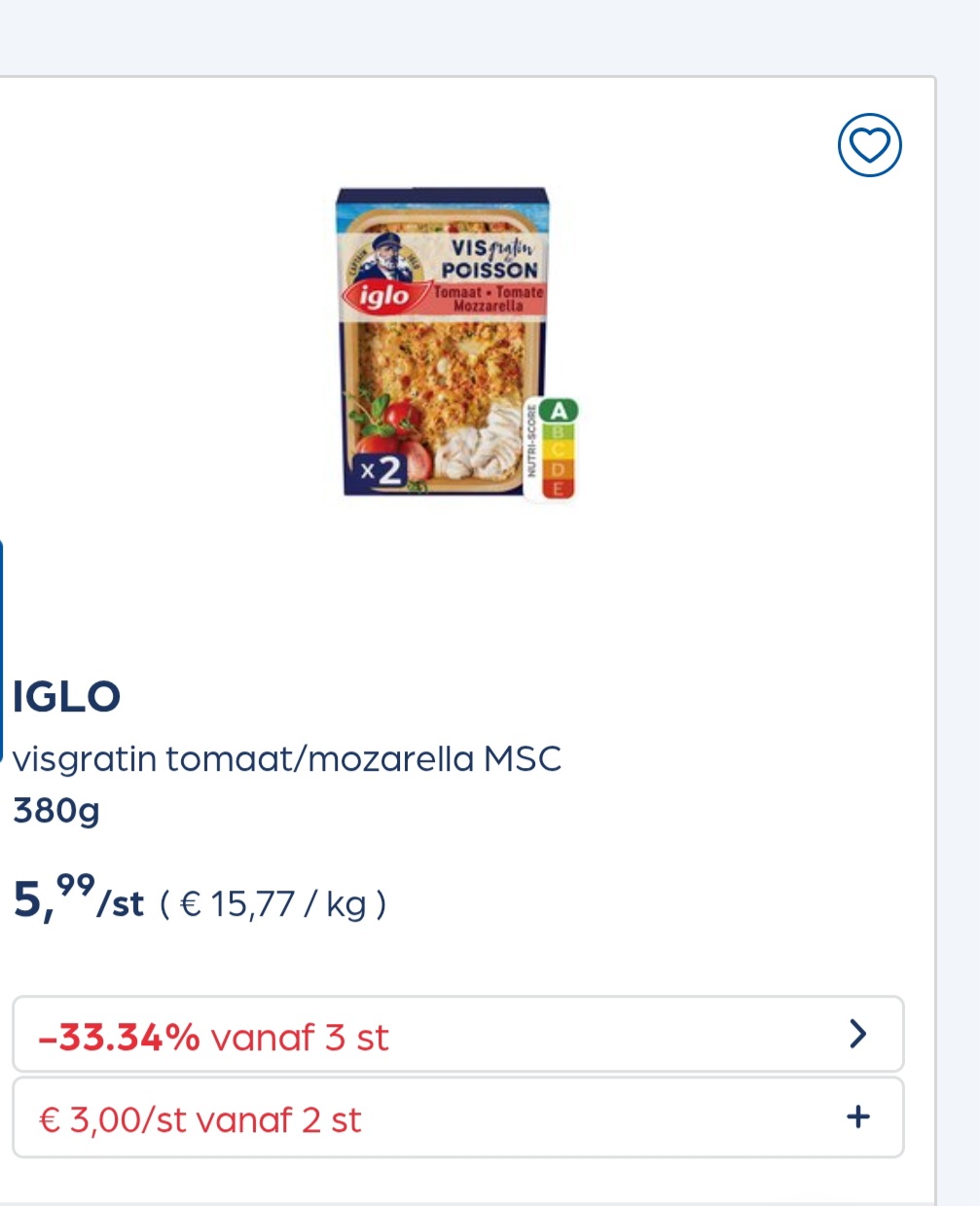 Collect&go IGLO visgratin tomaat/mozarella MSC 380g