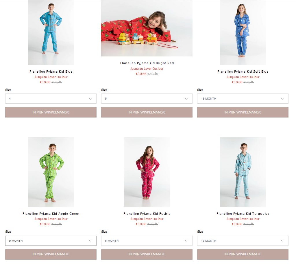 Pyjama's vanaf 10 euro
