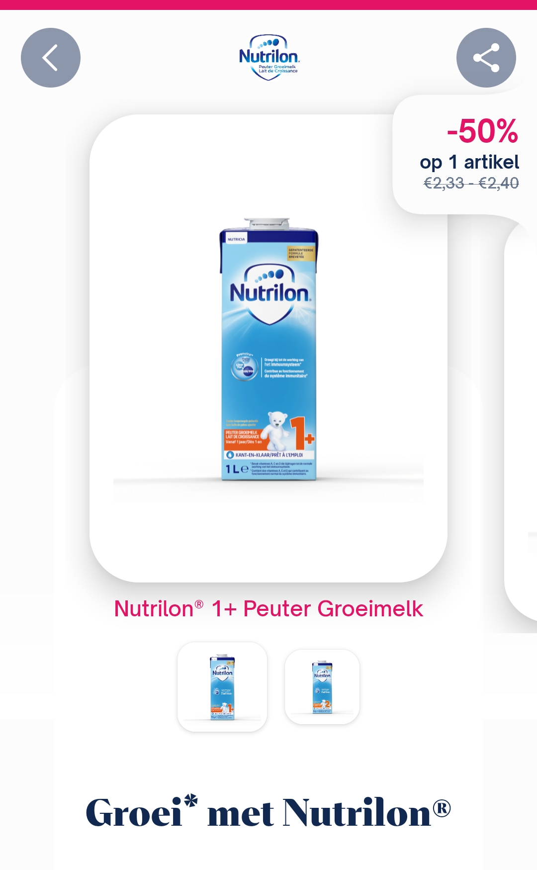 Nutrilon peutergroeimelk -50% 👶🏼 Shopmium