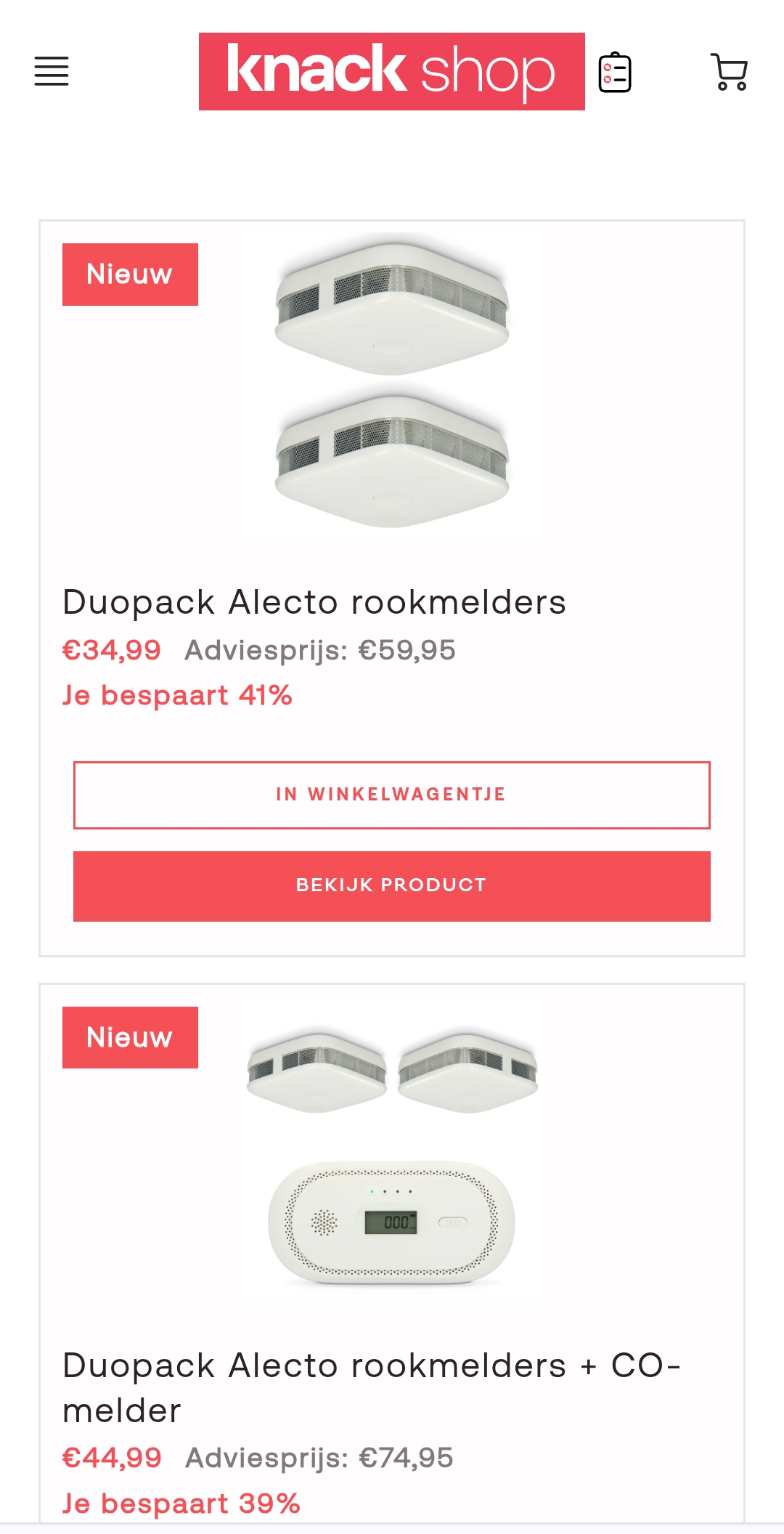 Duo pack rookmelders op Knack shop 39%