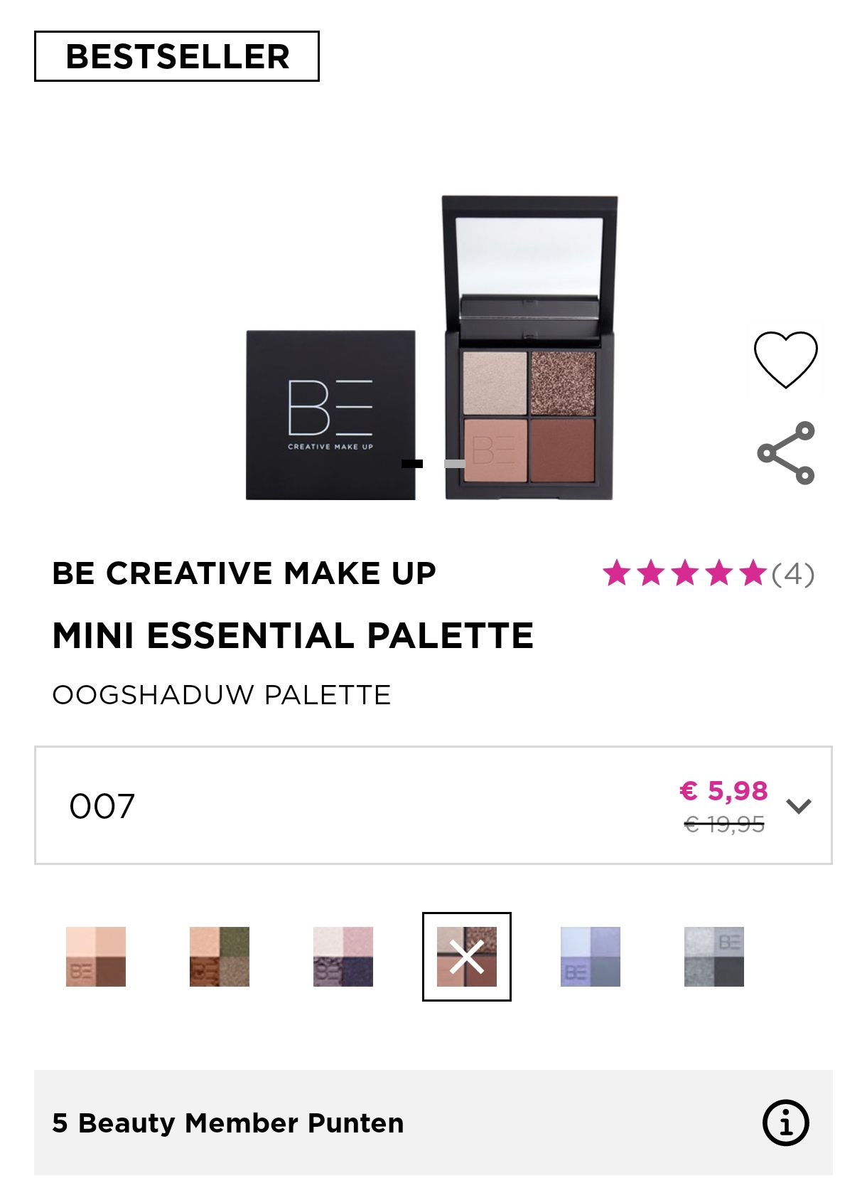 0,98€ betaald voor oogschaduw