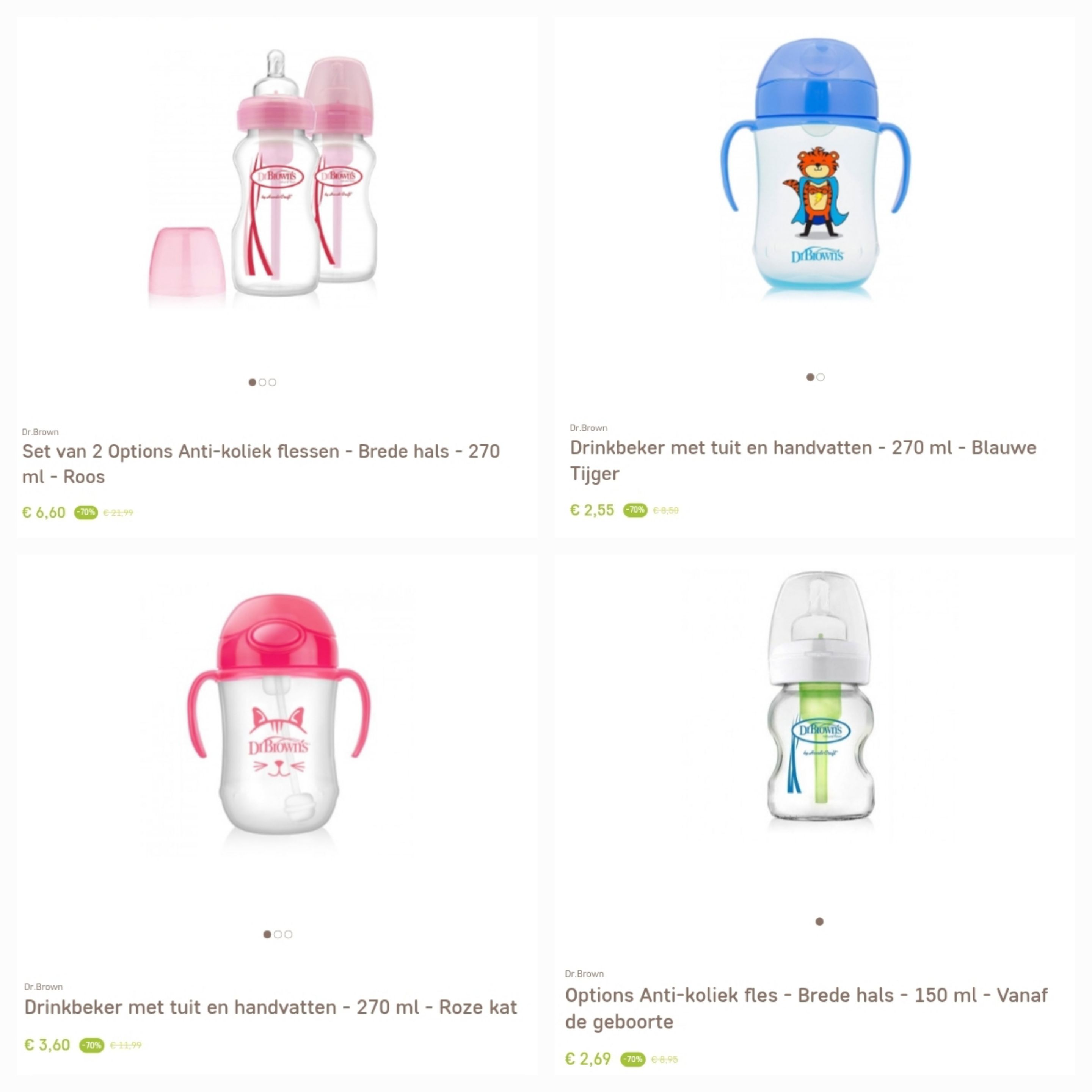 -70% op Dr. Brown flessen en bekers