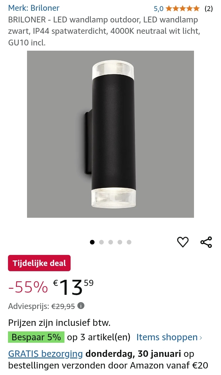 BRILONER LED wandlamp outdoor