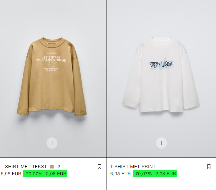 Tot 80% korting bij Zara