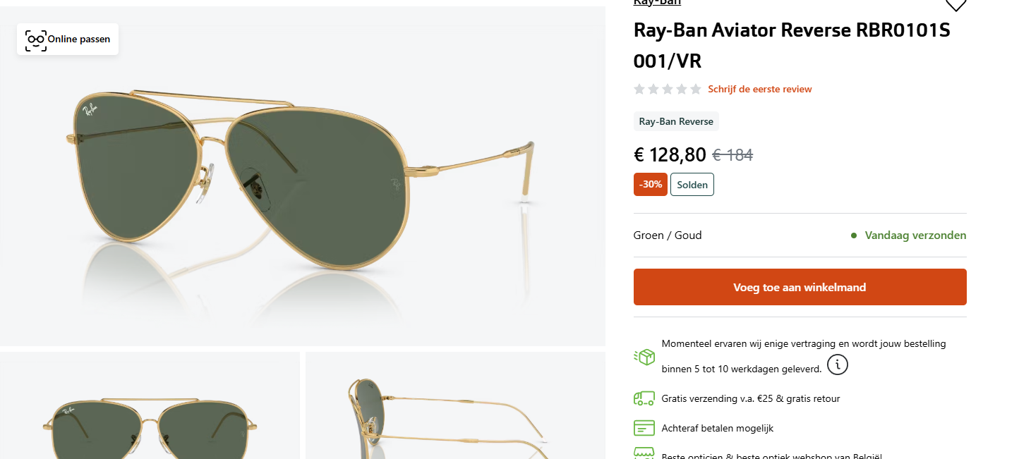 Heel veel Ray-Ban zonnebrillen met mooie kortingen bij Pearle