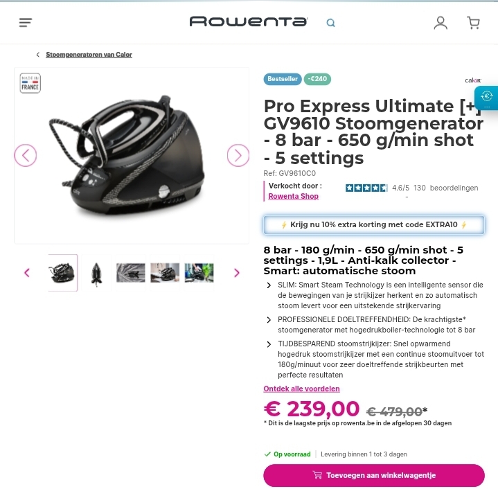Pro Express Ultimate [+] GV9610 Stoomgenerator
