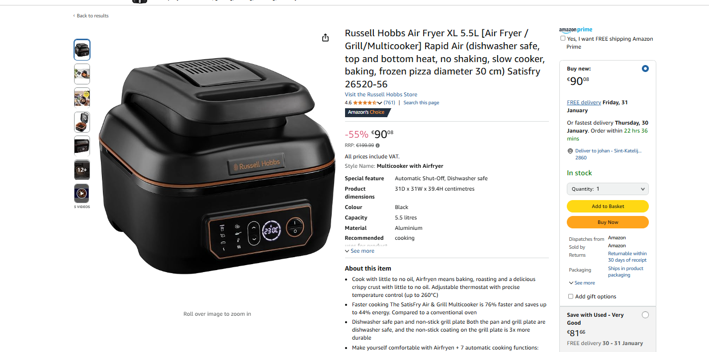 Russell Hobbs Airfryer en grill in 1 aan spotprijs