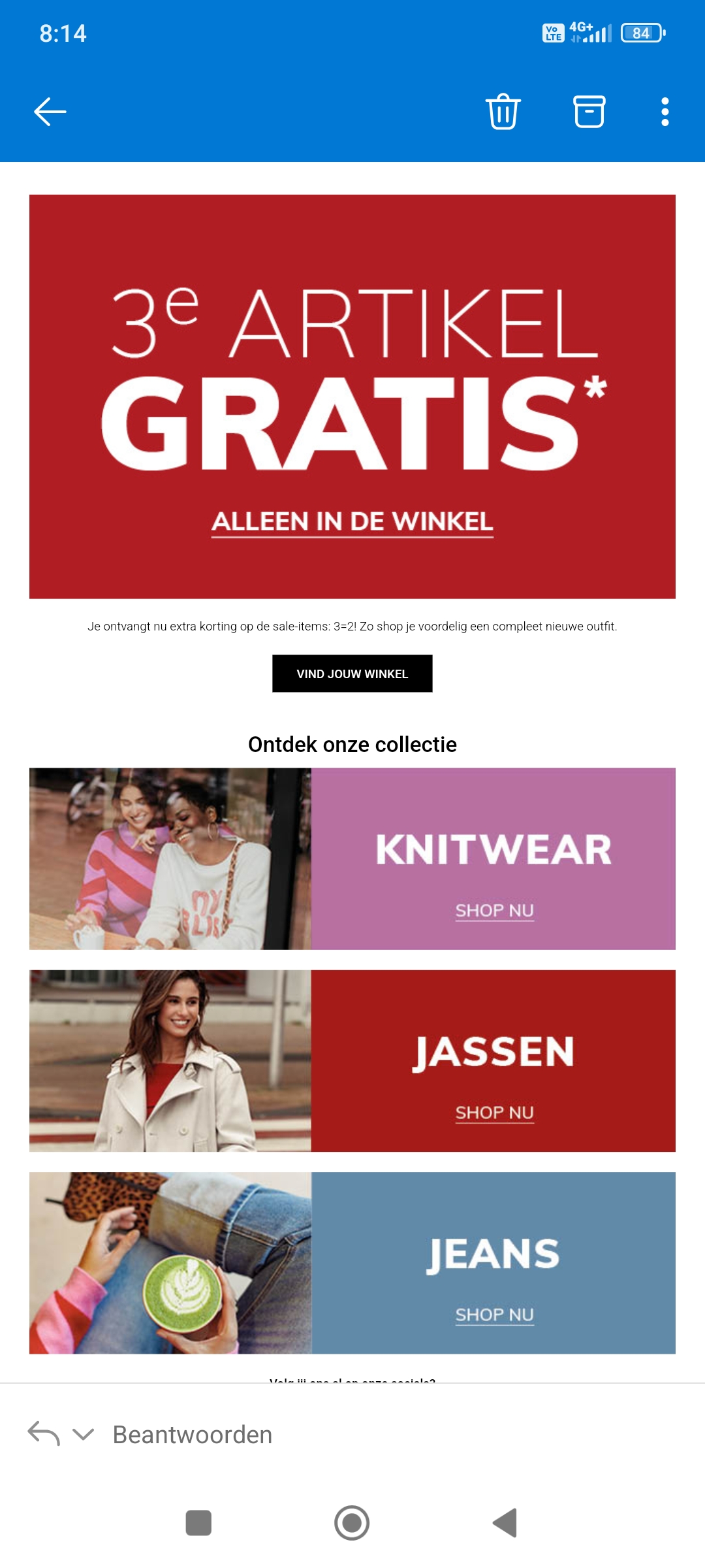 3e soldenartikel gratis bij ms mode