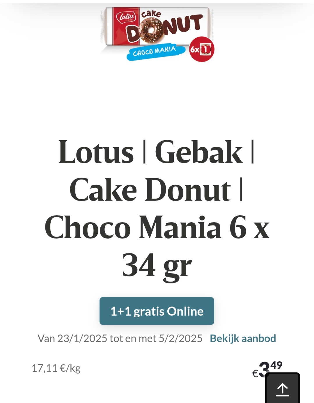 Lotus Cake Donut Choco Mania 6 x 34 gr 1+1 gratis Online bij Delhaize