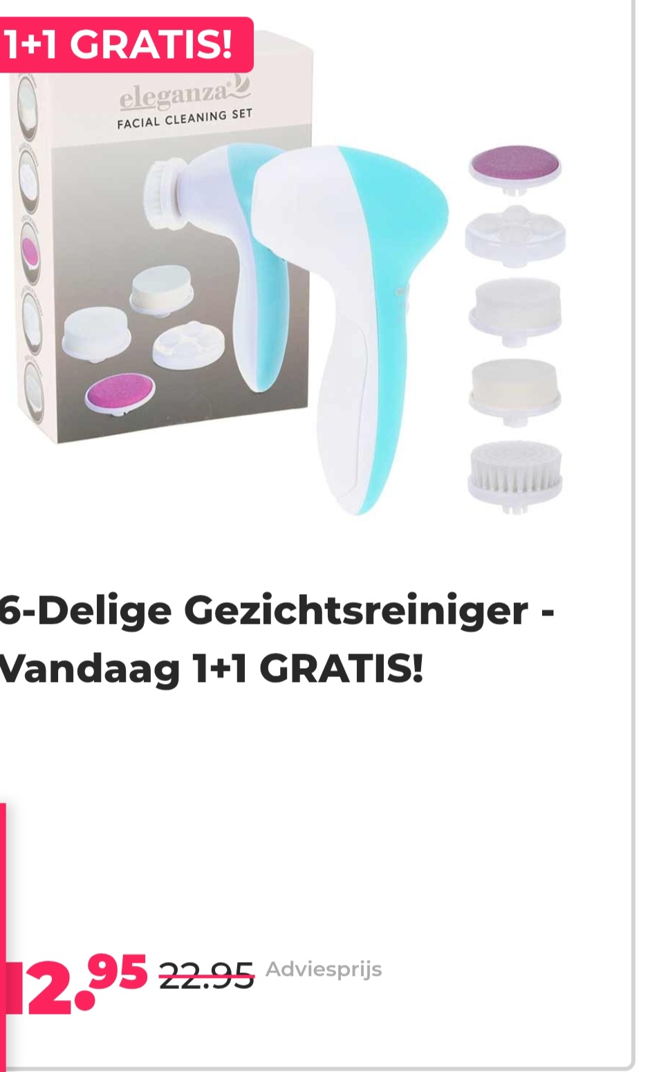 6-Delige Gezichtsreiniger - Vandaag 1+1 GRATIS! -44% bij voordelvanger.nl