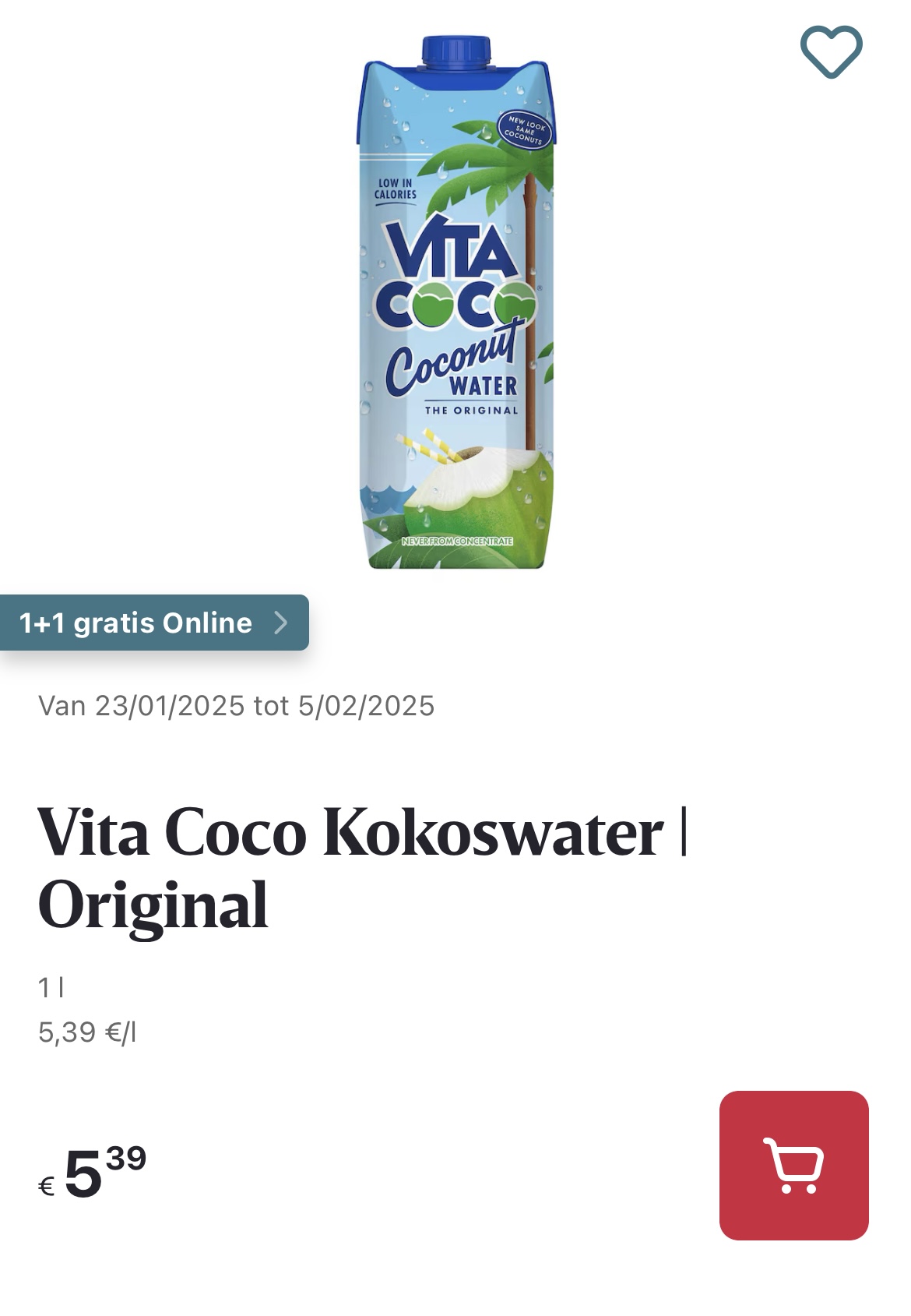 Vita Coco kokoswater original online promo Delhaize