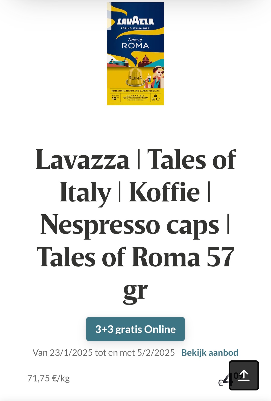 Lavazza Tales of Italy Koffie Nespresso caps | Tales of Roma 57 gr 3+3 gratis Online bij Delhaize