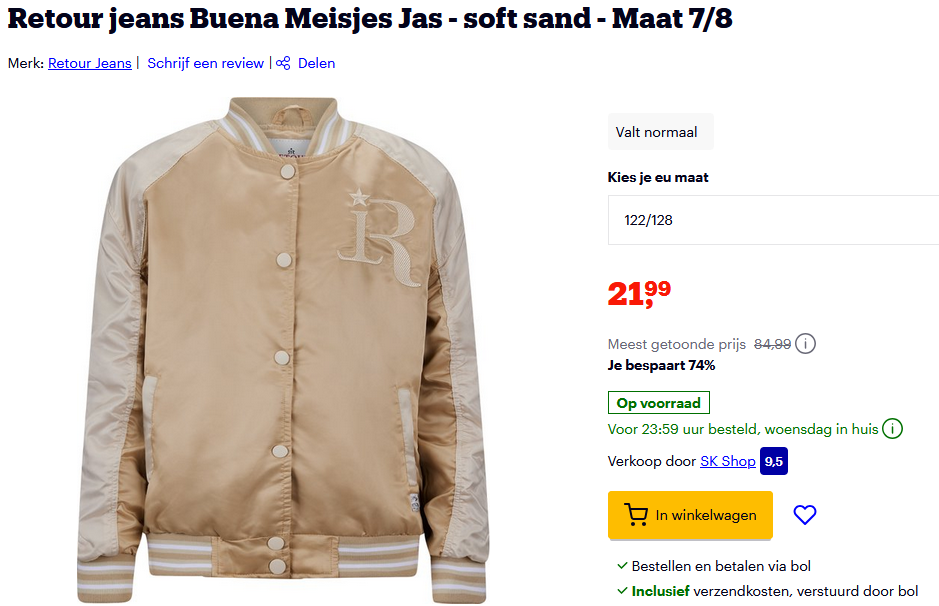 Retour jeans Buena Meisjes Jas - soft sand - Maat 7/8
