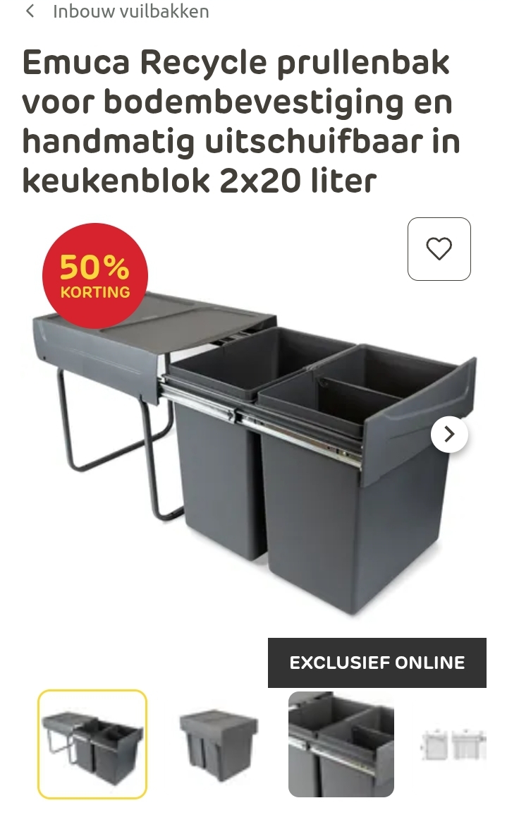 Emuca inbouw vuilbak