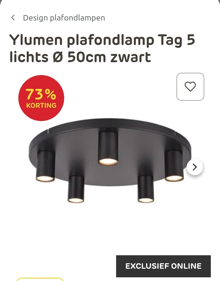 Ylumen plafondlamp Tag -73%