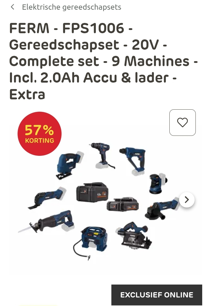 FERM FPS1006 Gereedschapset -57%