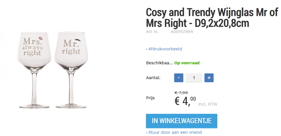-50% 'Mr. & Mrs. Right' set wijnglazen ♥️ Valentijn