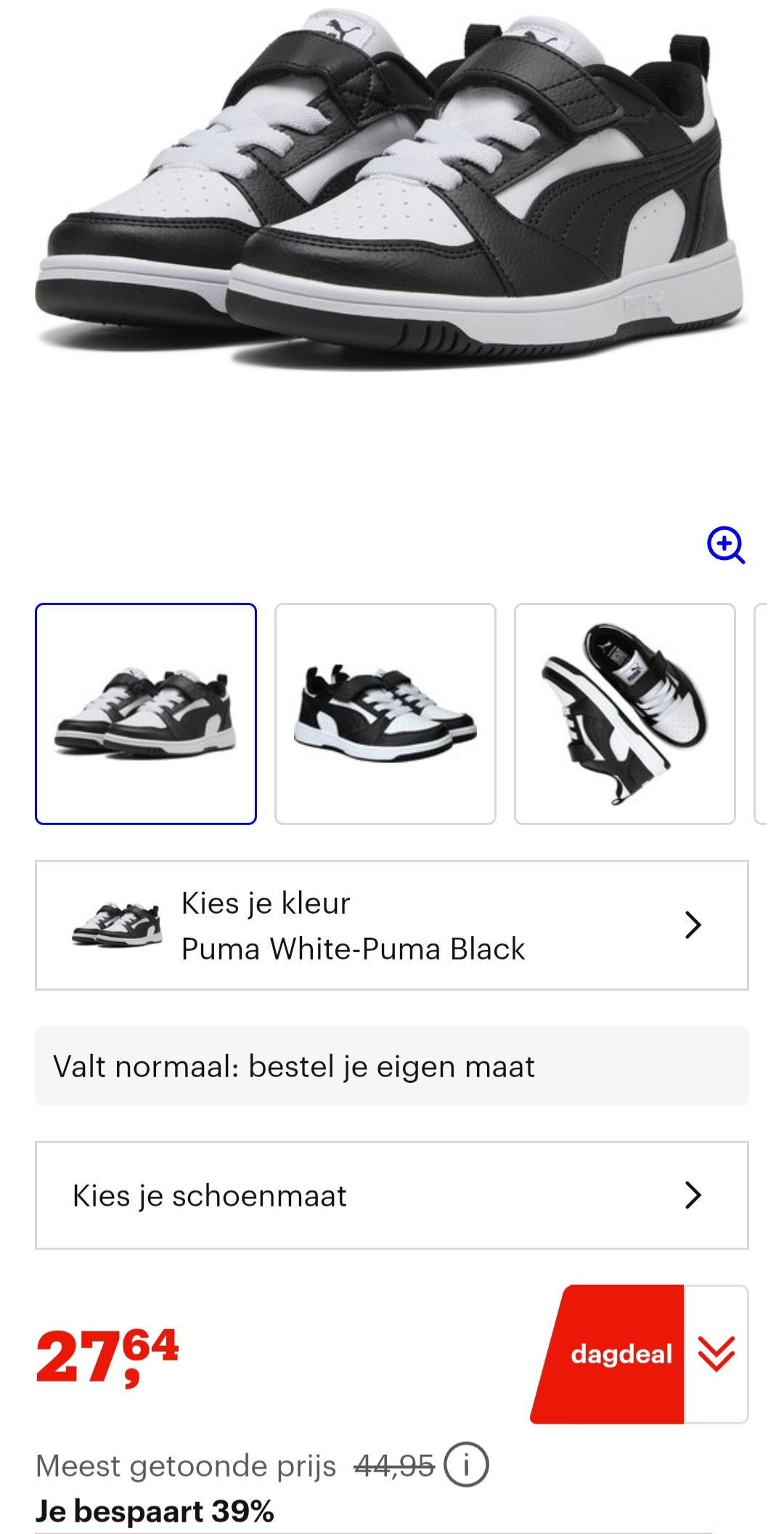 PUMA Puma Rebound V6 Lo AC+ PS Unisex Sneakers - Puma White-Puma Black -39% bij bol.com