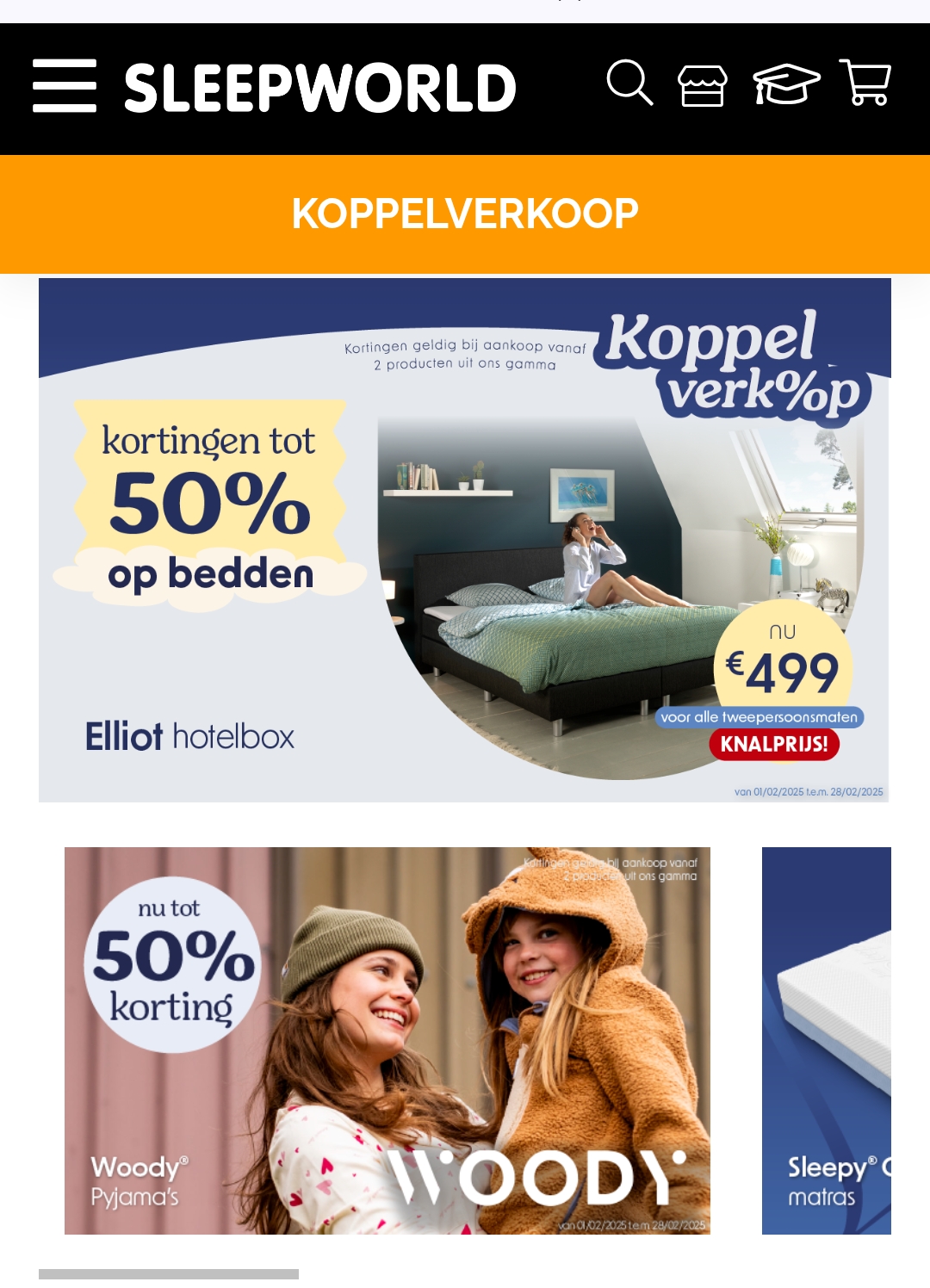 Koppelverkoop bij sleepworld tot 50%!
