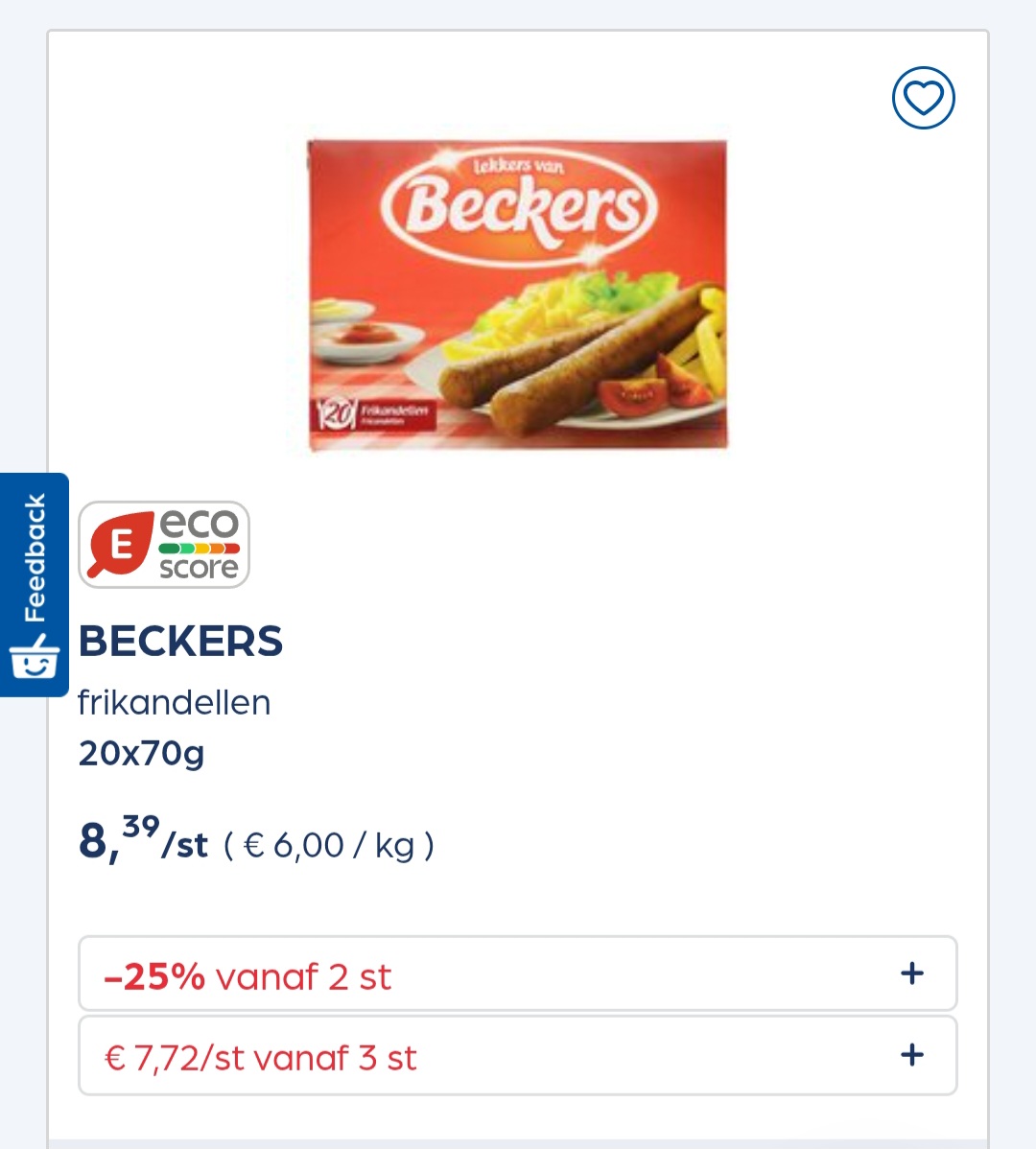 Collect&go BECKERS frikandellen 20x70g