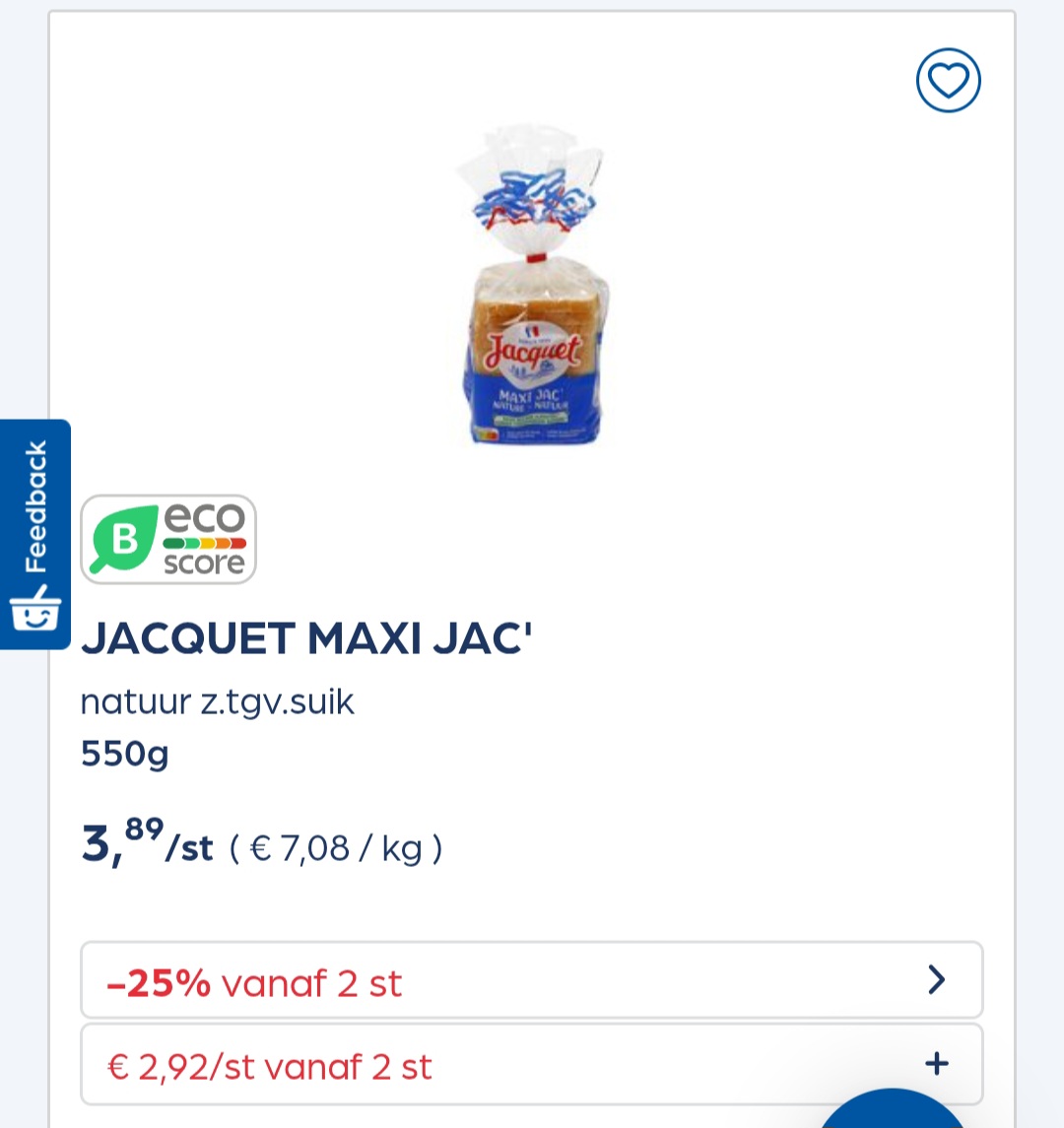Collect&go JACQUET MAXI JAC' natuur z.tgv.suik 550g