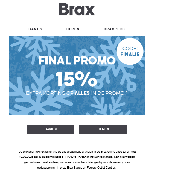 15% extra korting op afgeprijsde artikelen bij Brax