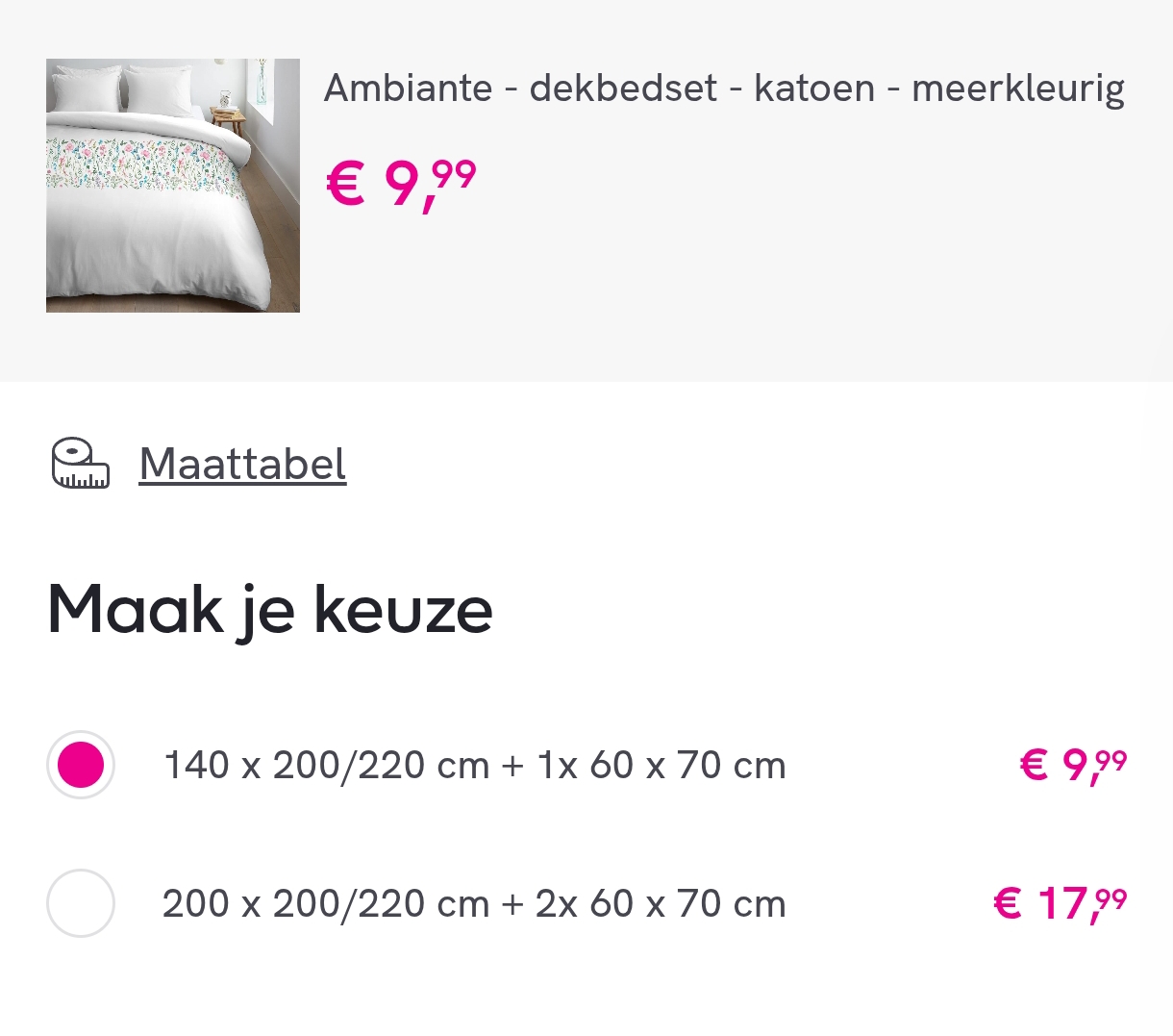 Dekbedsets vanaf 9,99€!