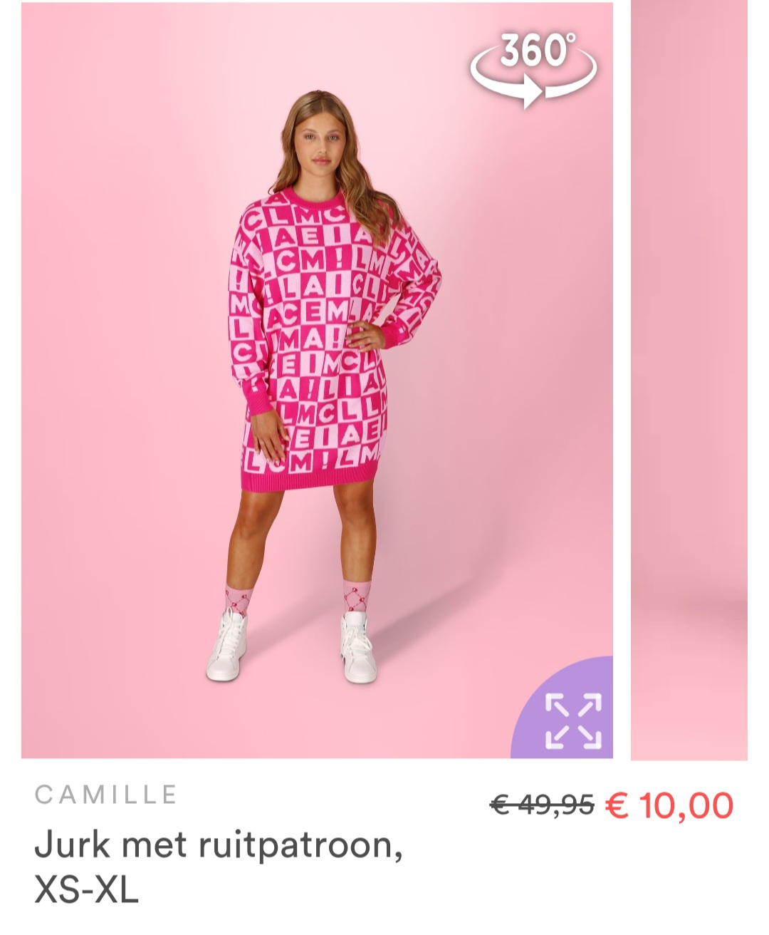 Camille Jurk met ruitpatroon, XS-XL nu voor €10 op jbc.be