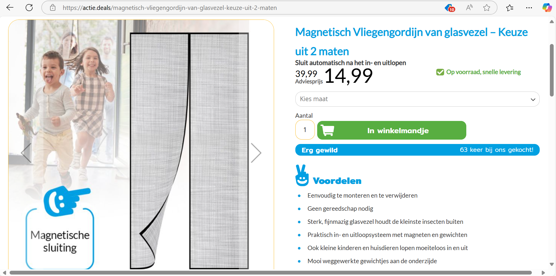 Magnetisch Vliegengordijn van glasvezel 65% korting op actie deals