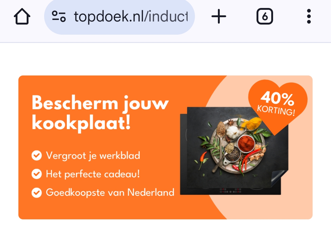 40% op kookplaatbescherming bij topdoek
