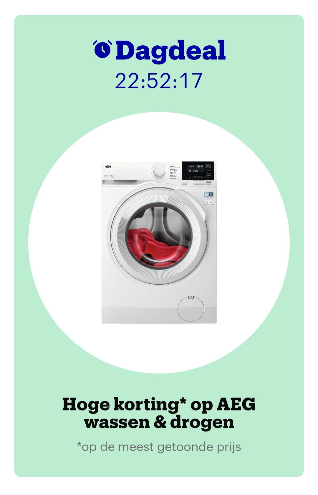 Dagdeal Alleen vandaag: hoge korting op AEG wasmachines en droogkasten bij bol.com