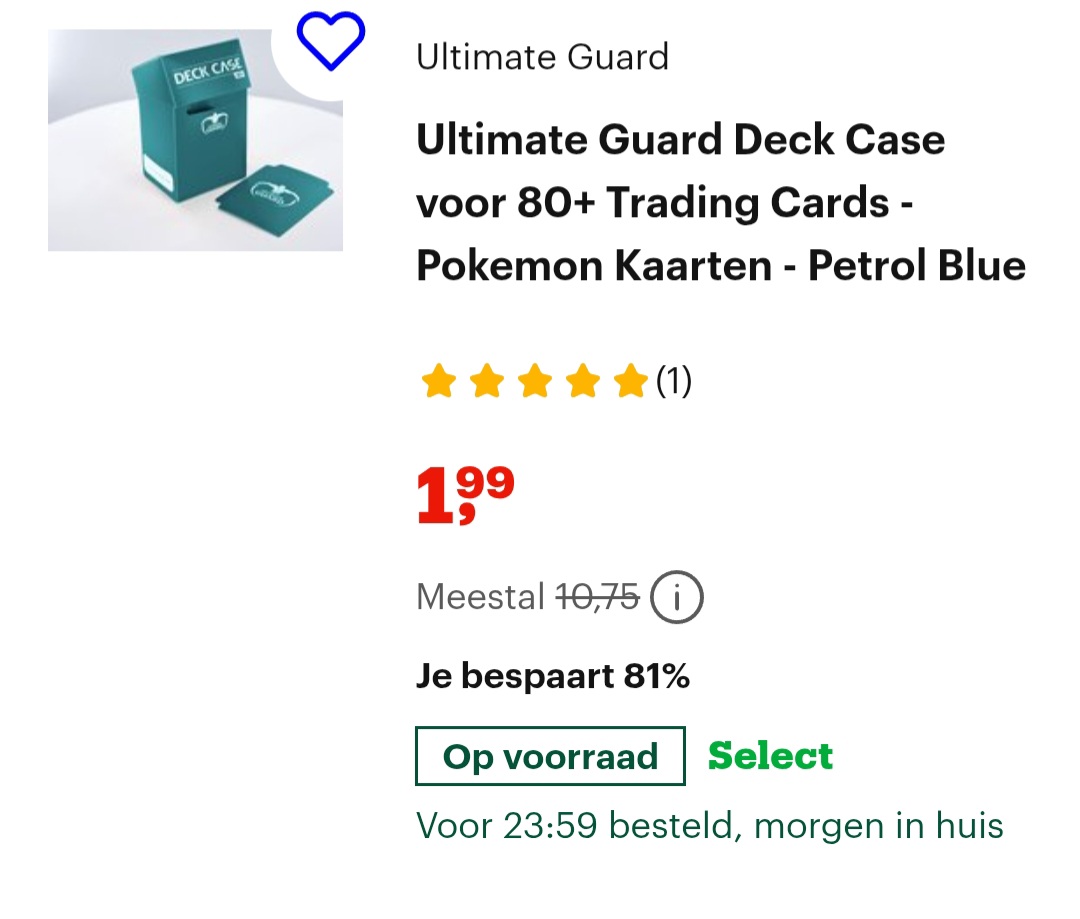 Ultimate Guard Deck Case voor 80+ Trading Cards - Pokemon Kaarten - Petrol Blue -81% bij bol.com