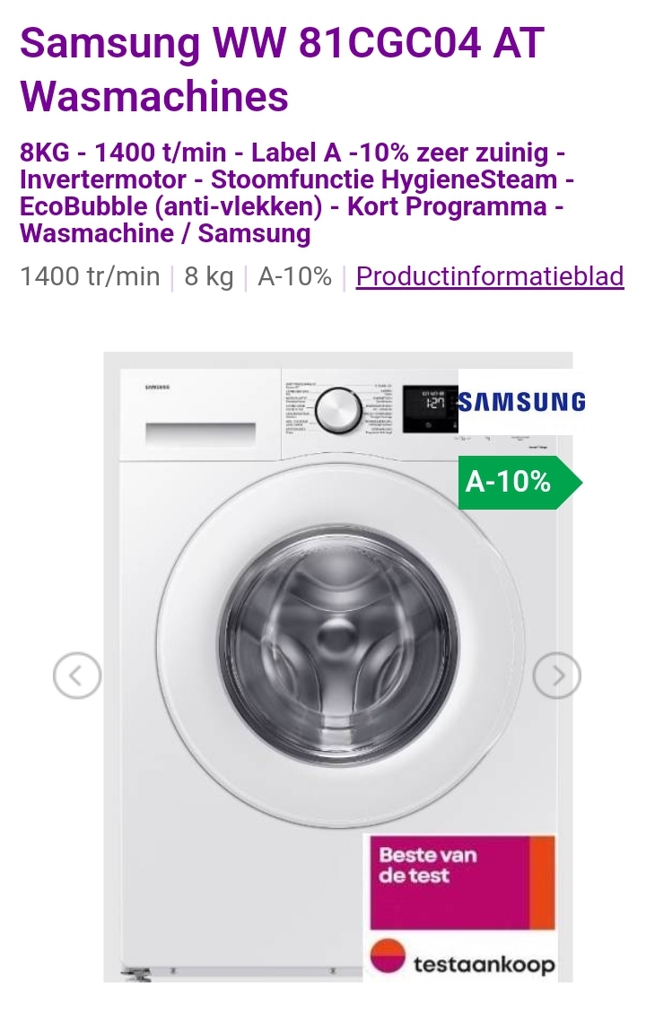 Samsung WW81CGC04AT Wasmachine 8kg