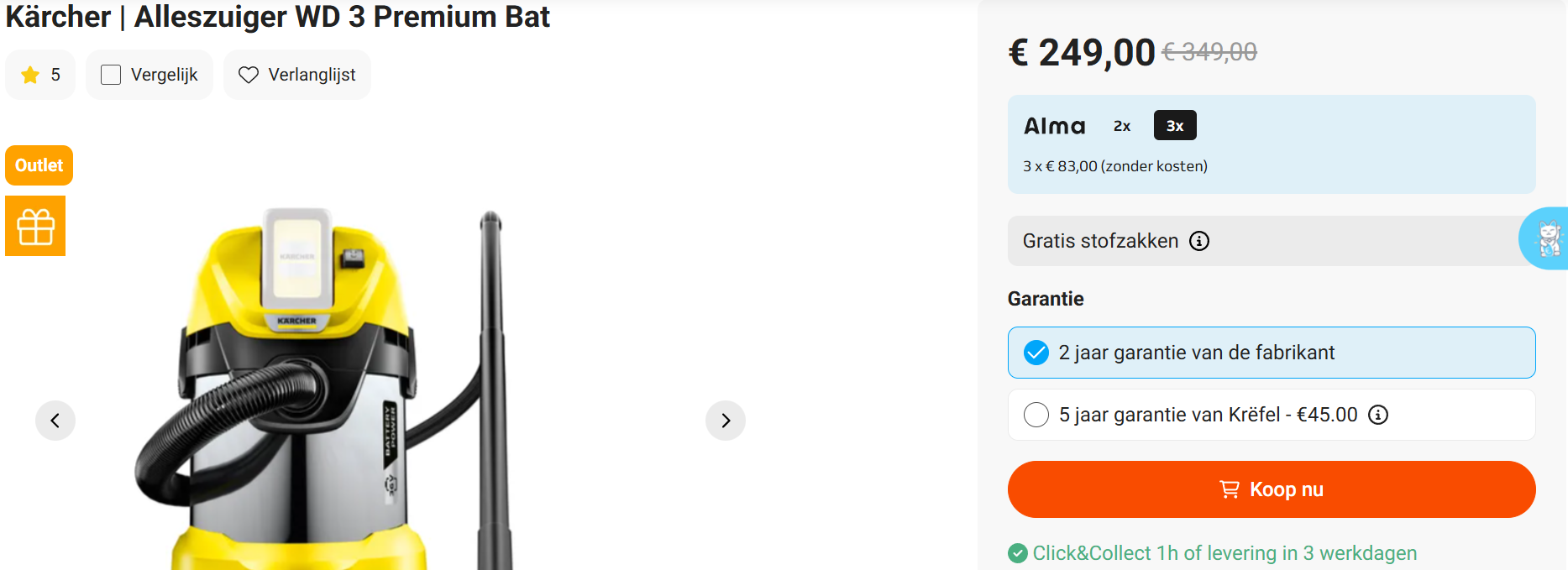 Kärcher | Alleszuiger WD 3 met €100 korting bij Krëfel