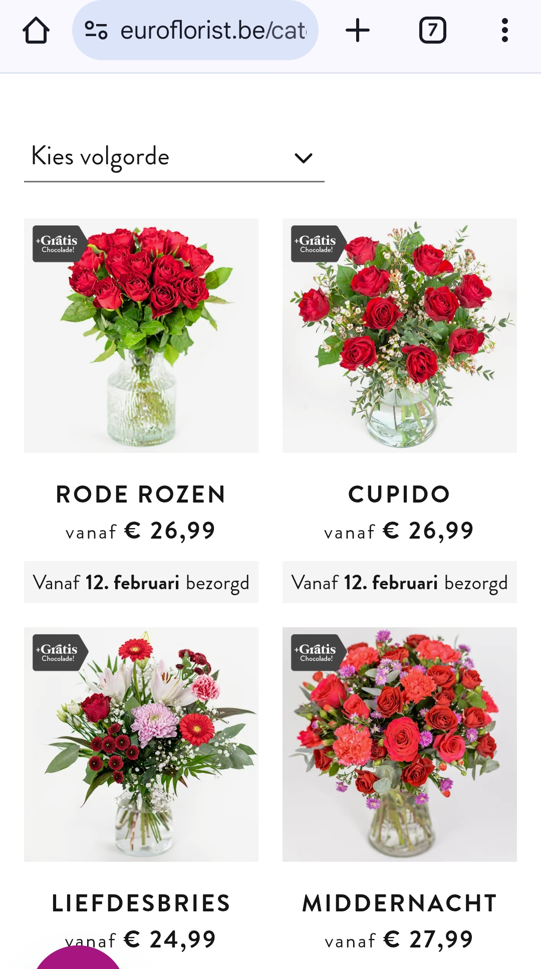 Valentijnsdag bloemen euroflorist gratis chocolade
