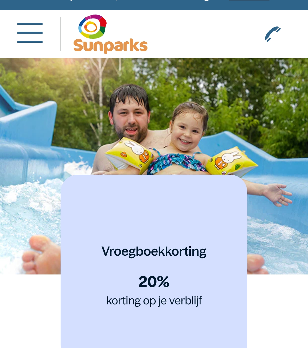Vroegboekkorting Sunparks 20%