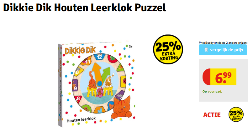 Dikkie Dik Houten Leerklok Puzzel ✨