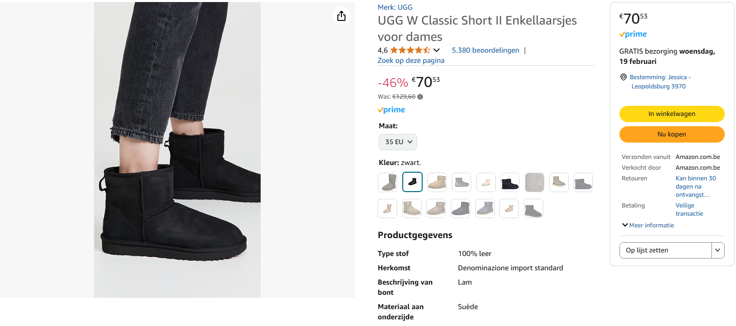 UGG W Classic Short II Enkellaarsjes voor meisjes