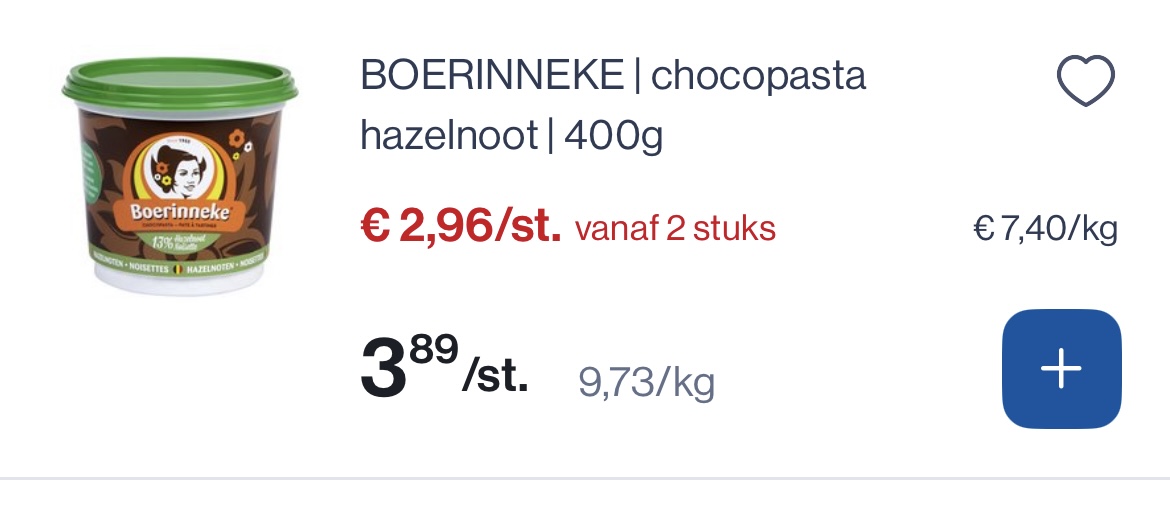 Boerinneke chocopasta hazelnoot 400 gram