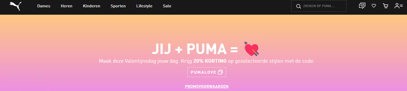 20% op een selectie bij puma